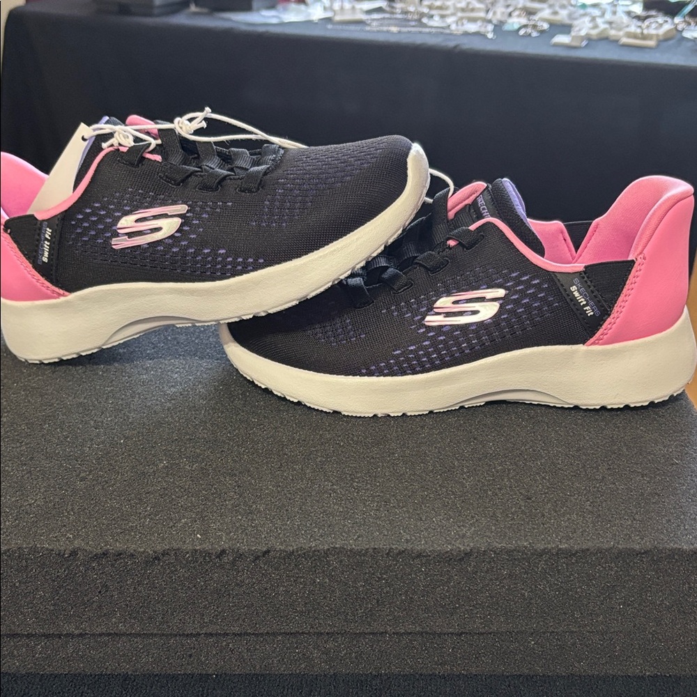 Skechers Kids  Black and Pink Sneakers